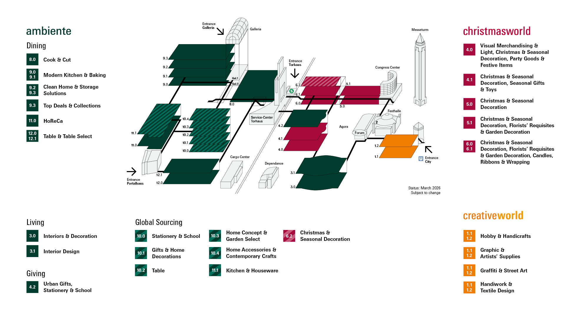 Ambiente, Christmasworld and Creativeworld ground plan 2027