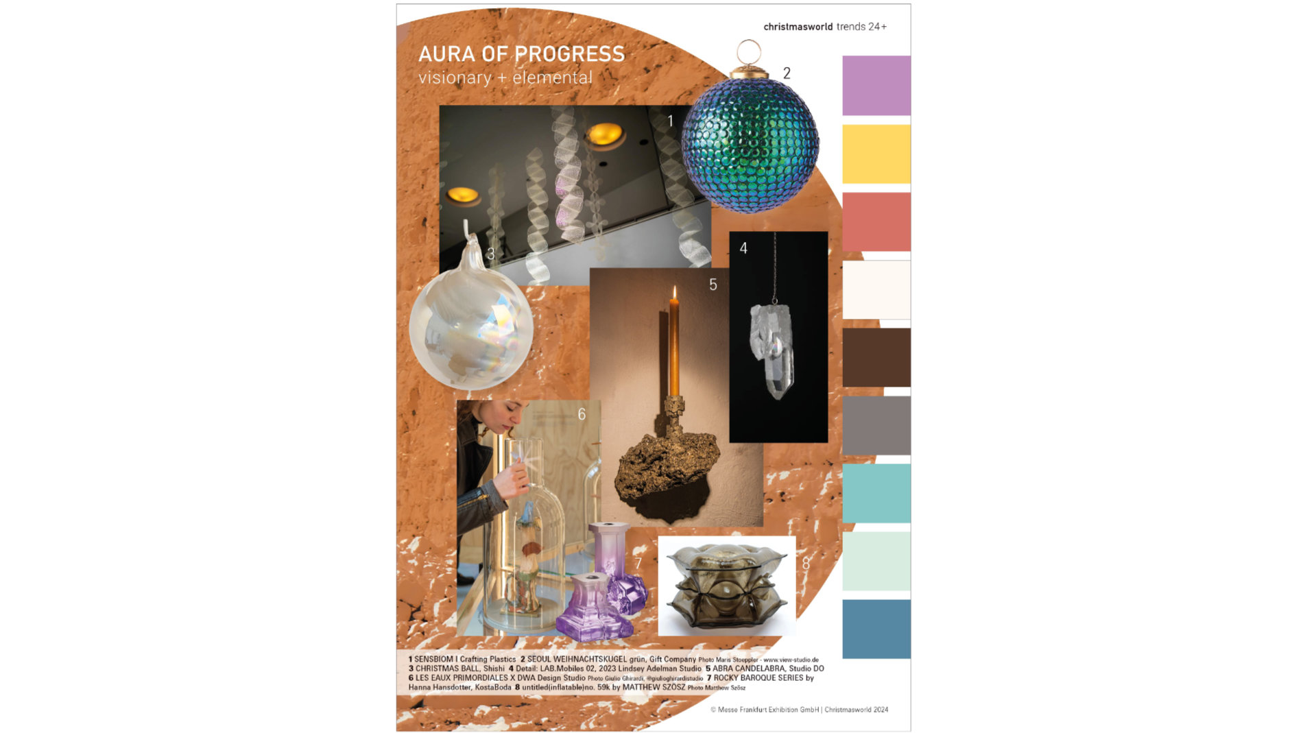AURA OF PROGRESS_visionary + elemental plays with contrasts: Here, archaic-natural elements meet technical innovations and futuristic designs. Graphic: Messe Frankfurt.