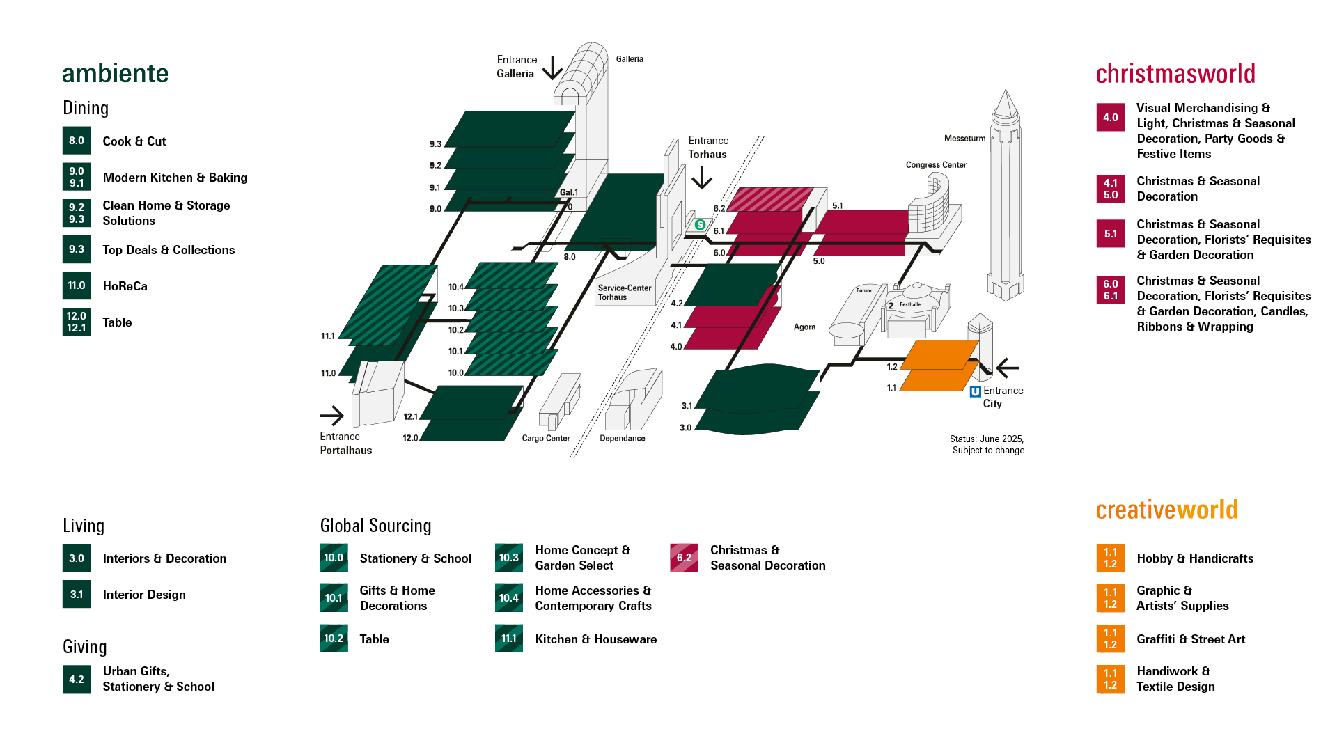 Ambiente, Christmasworld and Creativeworld ground plan 2026