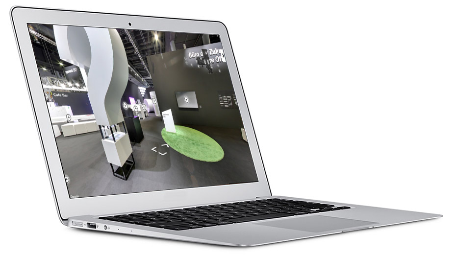 360 Grad Messestandaufnahmen zu sehen in einem MacBook